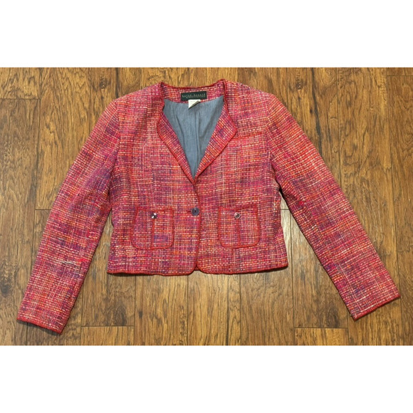 Harve Benard Vintage Jacket 100% Silk Lined Gold Chain Trim - Size 12 - Picture 1 of 11